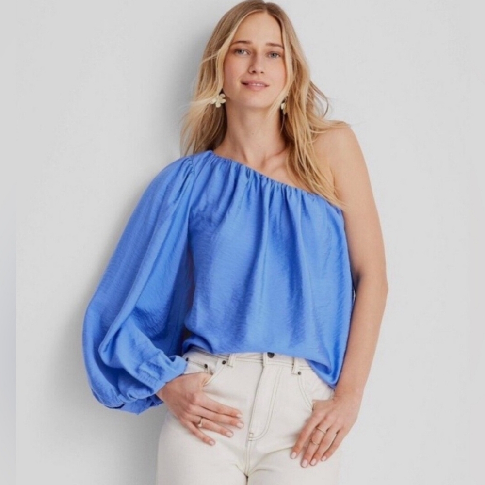 New XXL Future Collective Jenny K Lopez Balloon Sleeve One Shoulder Top